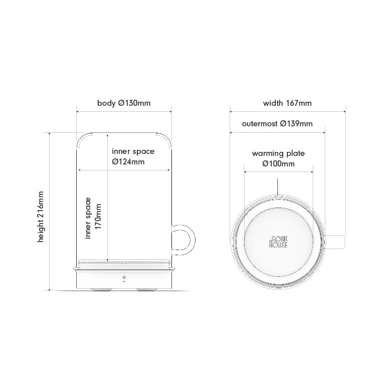 Dimensional size schematic of Goldie by Sourhouse in metric